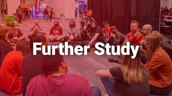 Photo of CWA members in a discussion circle with the title "Further Study".